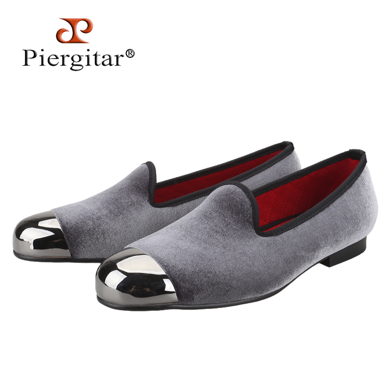 Men'S Formal Wear Slippers - Pieritar mocassins de veludo cinza com