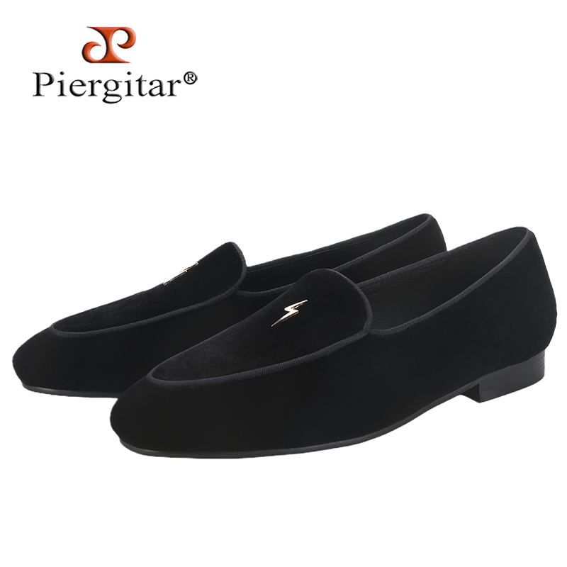 Men'S Formal Wear Slippers - Sapatos masculinos de veludo preto Piergitar
