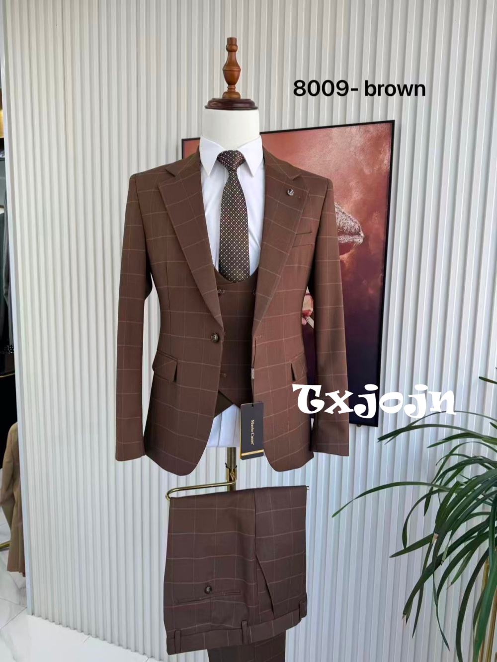 Men Formal Wear Office - Terno Masculino Xadrez de 3 Peças