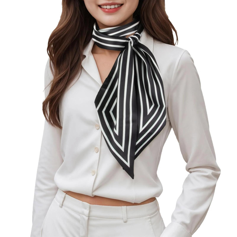 Silk Tie Woven - Moda listras fita de cabelo cachecol