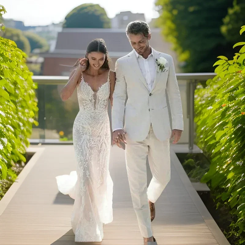 Men Formal Wear In Summer - Smoking de casamento de linho para