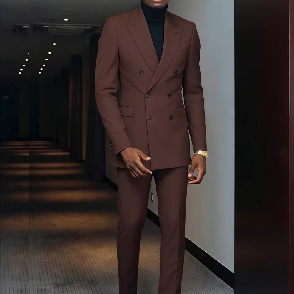 Men'S Formal Wear For Graduation - Terno Masculino Marrom de Duas Peças