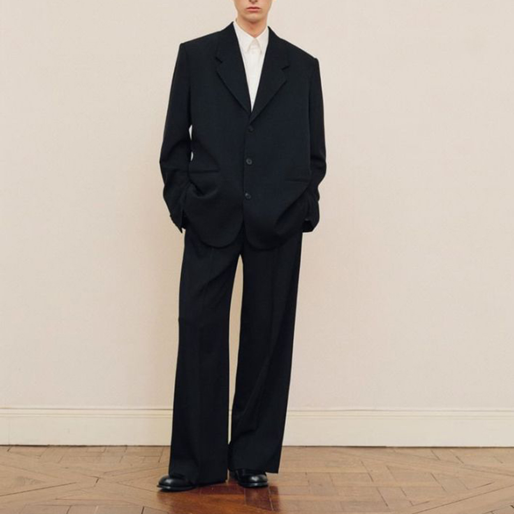 Men Formal Wear Fashion - Conjunto de terno preto oversized masculino