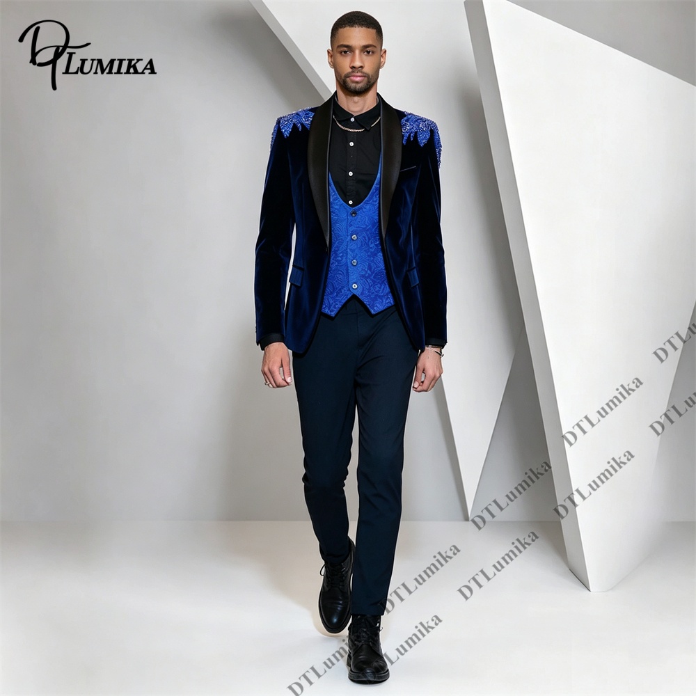 Men Formal Wear Office - Conjunto Masculino Peagent de 3 Peças