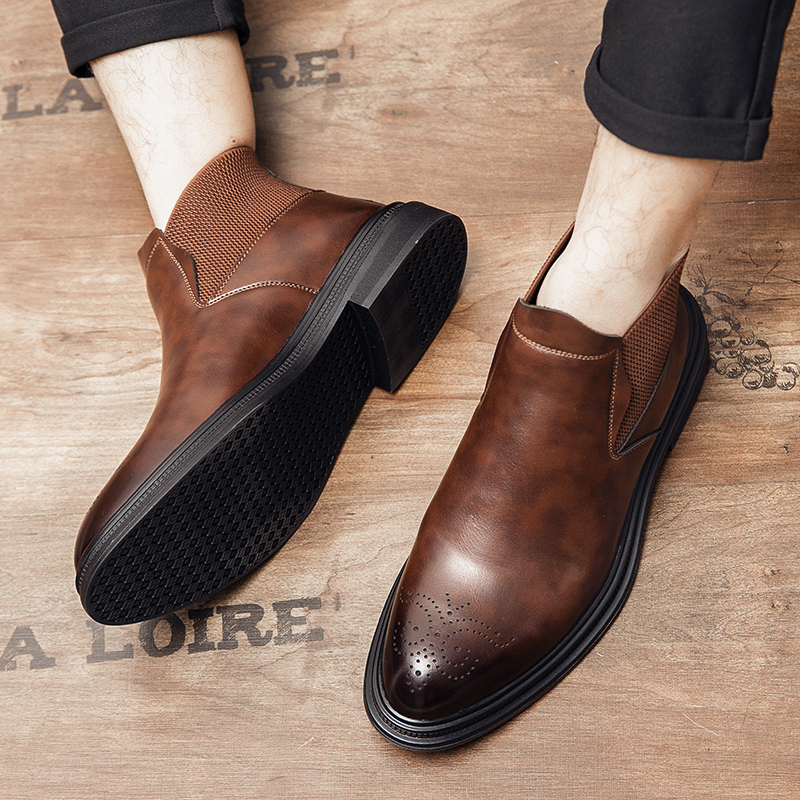 Sapatos de couro de cano alto  - Men Formal Wear With Boots avaliação e preço
