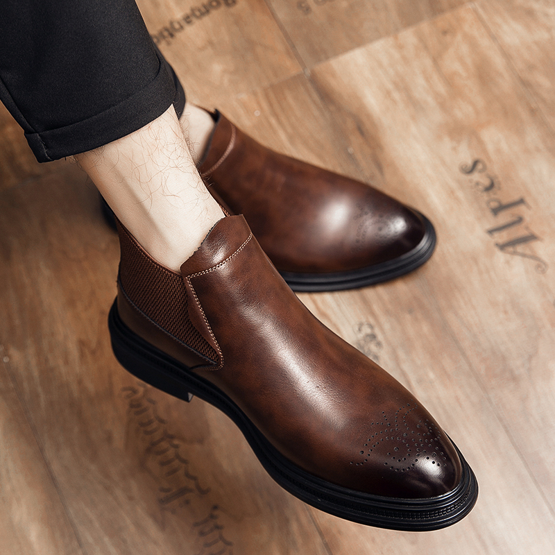 Sapatos de couro de cano alto  - Men Formal Wear With Boots avaliação e preço