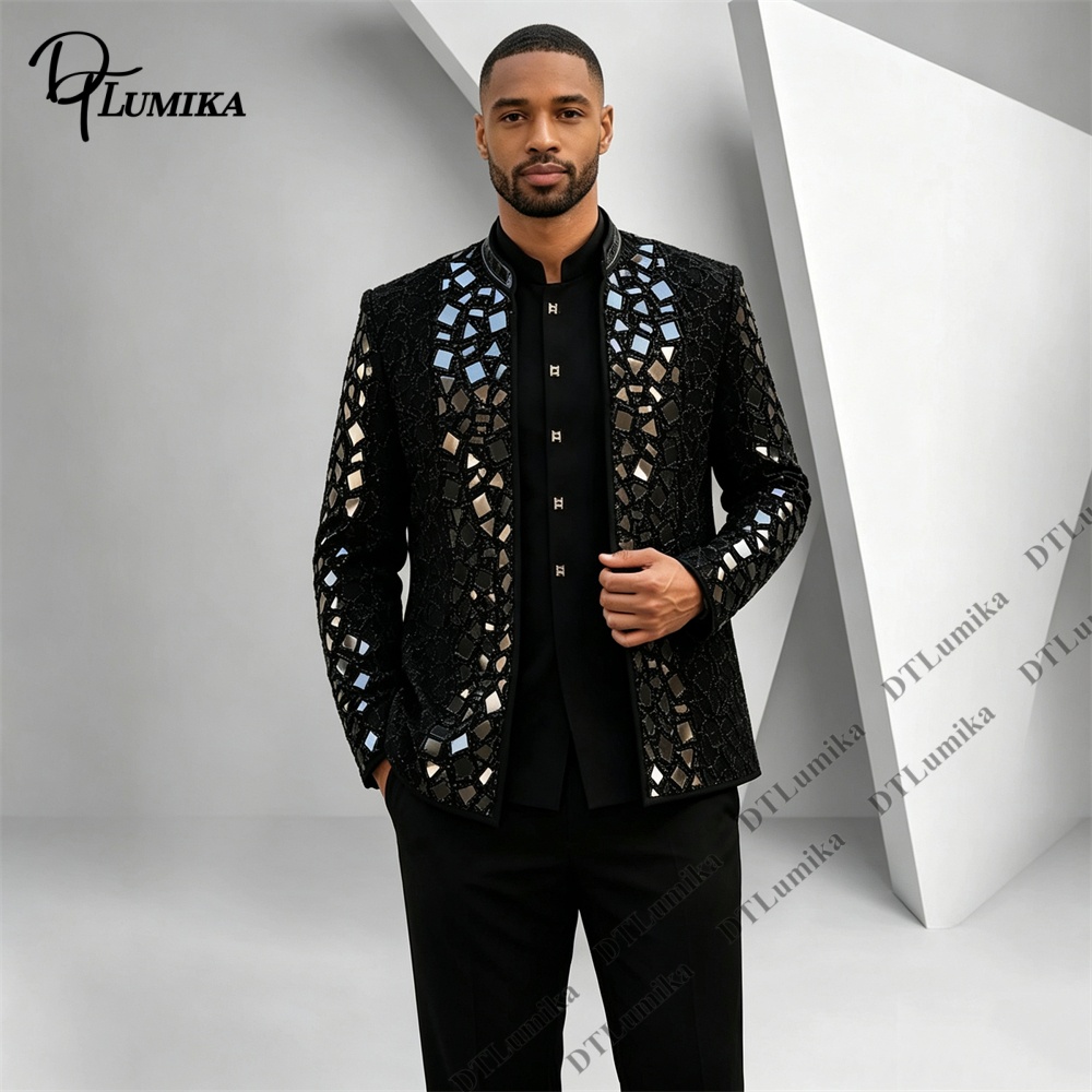 Terno Masculino Preto com Gola - Men Formal Wear Office avaliação e preço