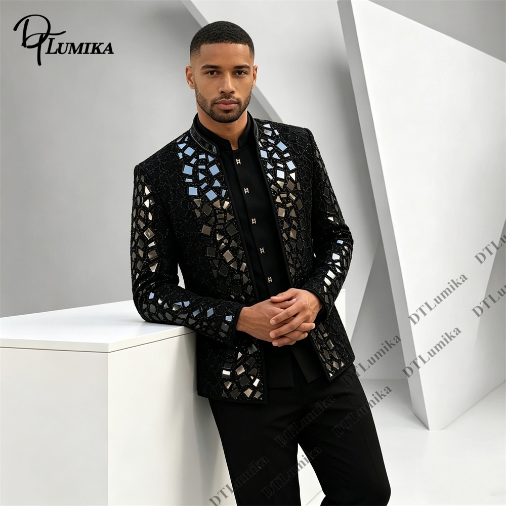 Terno Masculino Preto com Gola - Men Formal Wear Office avaliação e preço
