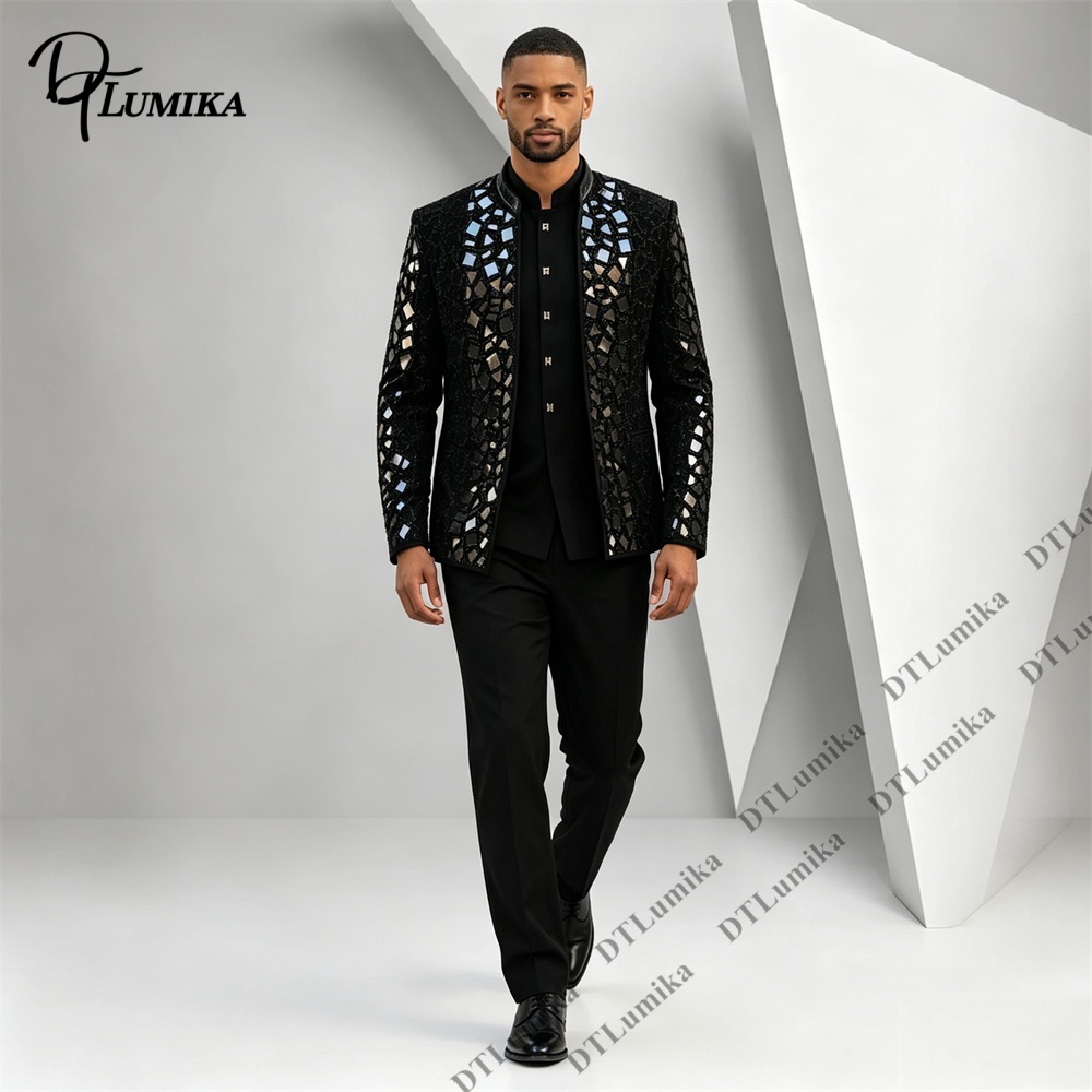 Terno Masculino Preto com Gola - Men Formal Wear Office avaliação e preço