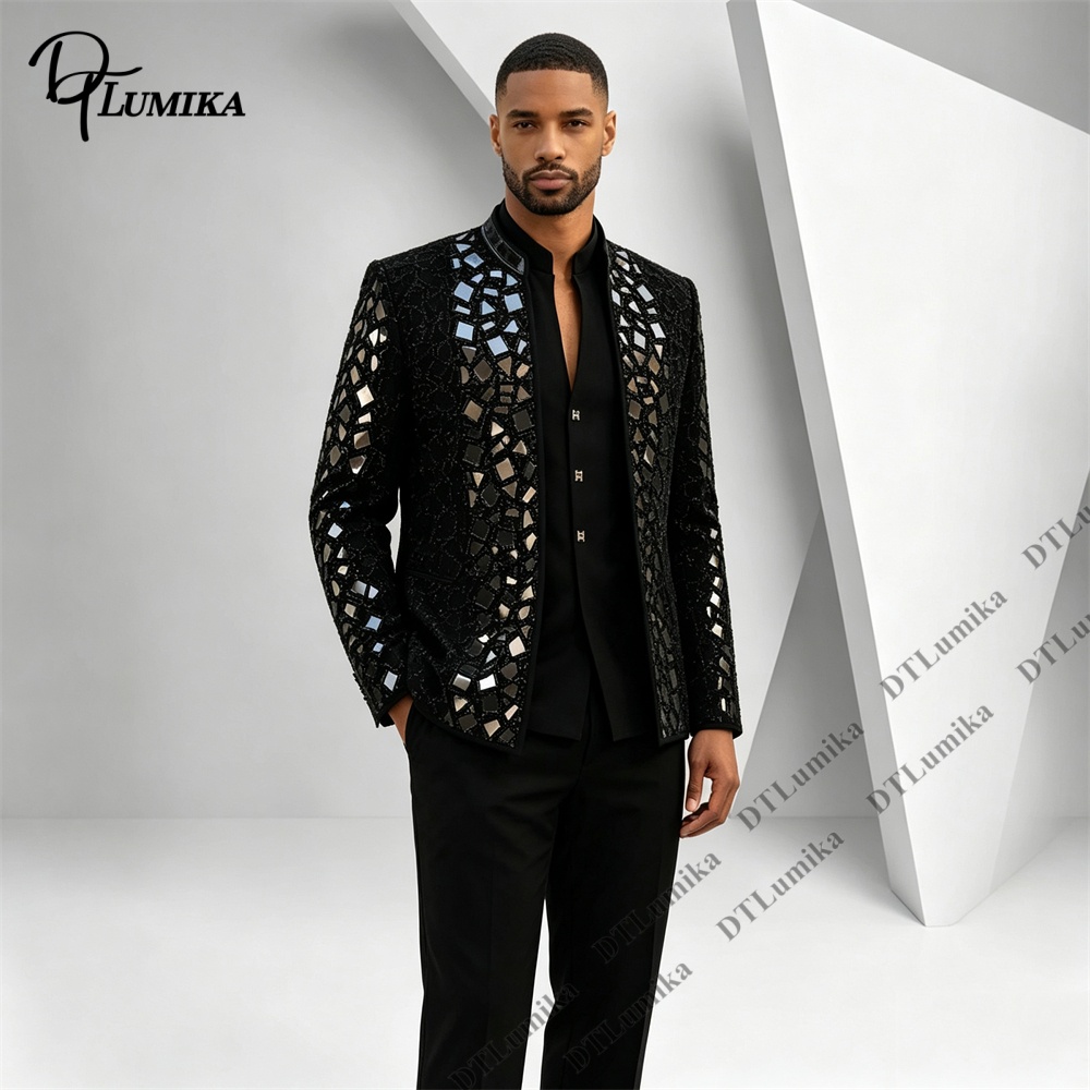 Terno Masculino Preto com Gola - Men Formal Wear Office avaliação e preço