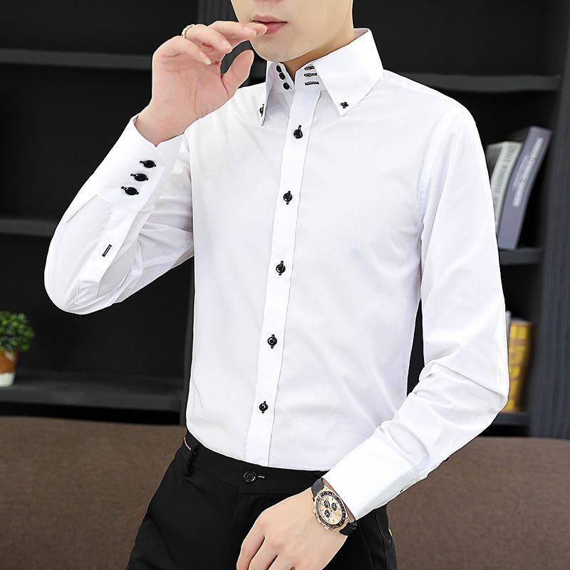 Primavera outono camisa execut - Men Formal Wear In Summer avaliação e preço